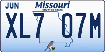 MO license plate XL7O7M