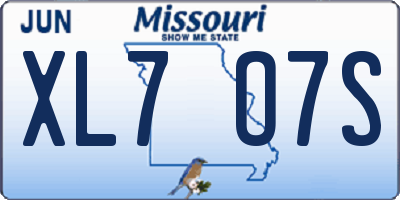MO license plate XL7O7S