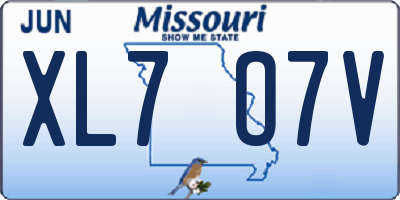 MO license plate XL7O7V