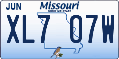MO license plate XL7O7W