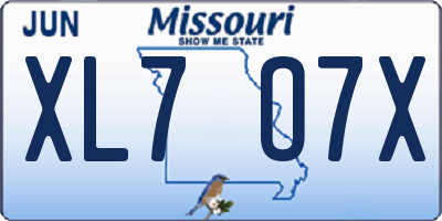 MO license plate XL7O7X