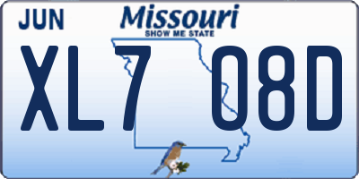 MO license plate XL7O8D