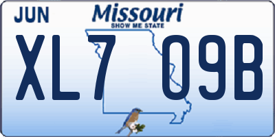 MO license plate XL7O9B