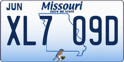 MO license plate XL7O9D