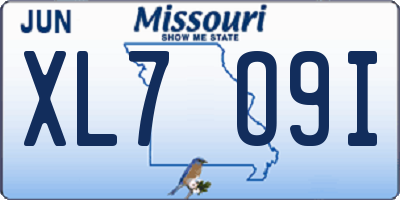 MO license plate XL7O9I