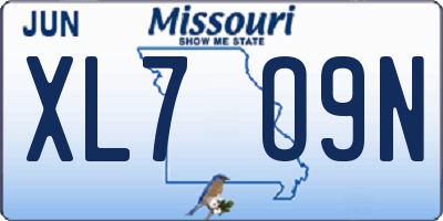 MO license plate XL7O9N