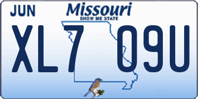 MO license plate XL7O9U