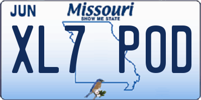 MO license plate XL7P0D