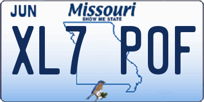 MO license plate XL7P0F