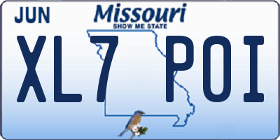 MO license plate XL7P0I