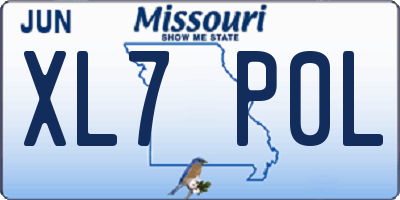 MO license plate XL7P0L
