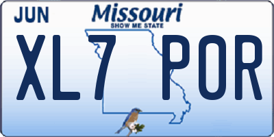 MO license plate XL7P0R
