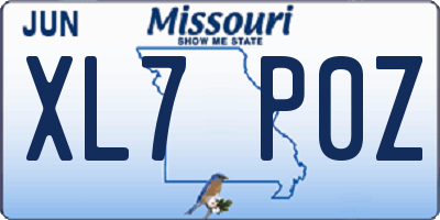 MO license plate XL7P0Z