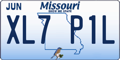 MO license plate XL7P1L