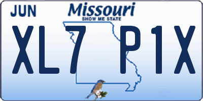 MO license plate XL7P1X