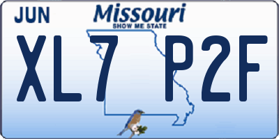 MO license plate XL7P2F