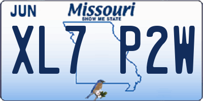 MO license plate XL7P2W
