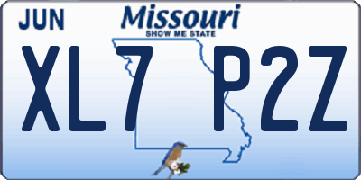 MO license plate XL7P2Z