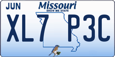 MO license plate XL7P3C