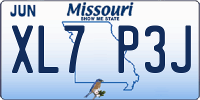 MO license plate XL7P3J