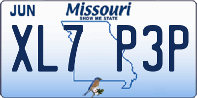 MO license plate XL7P3P