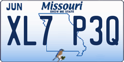MO license plate XL7P3Q
