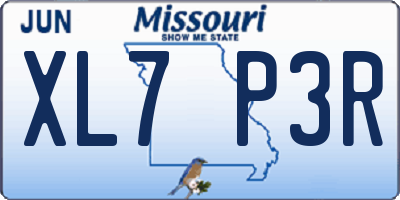 MO license plate XL7P3R