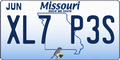 MO license plate XL7P3S