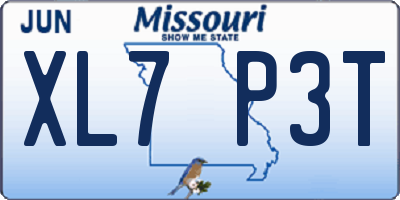 MO license plate XL7P3T