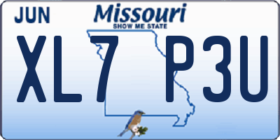 MO license plate XL7P3U