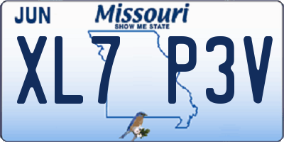 MO license plate XL7P3V