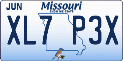 MO license plate XL7P3X