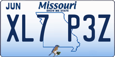 MO license plate XL7P3Z