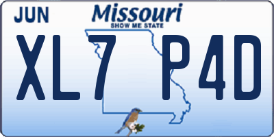 MO license plate XL7P4D