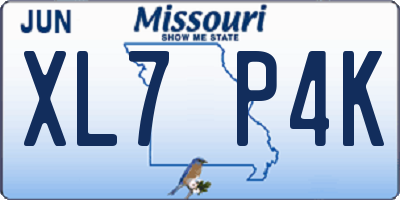 MO license plate XL7P4K