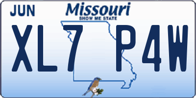 MO license plate XL7P4W