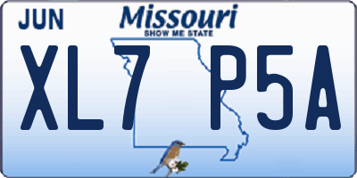 MO license plate XL7P5A