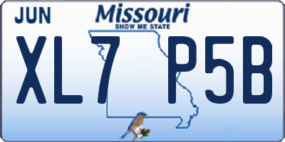 MO license plate XL7P5B
