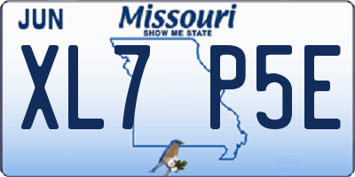 MO license plate XL7P5E