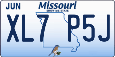 MO license plate XL7P5J