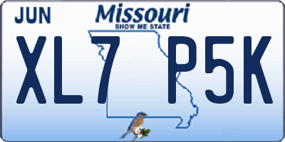 MO license plate XL7P5K