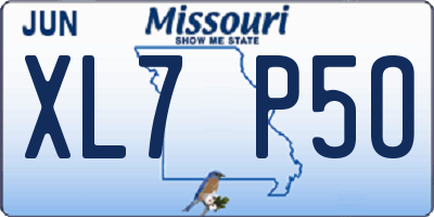 MO license plate XL7P5O