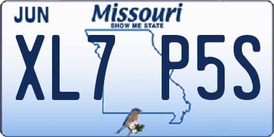 MO license plate XL7P5S