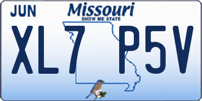 MO license plate XL7P5V