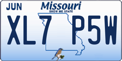 MO license plate XL7P5W