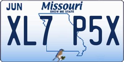 MO license plate XL7P5X