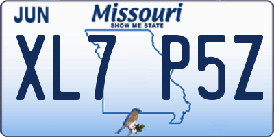 MO license plate XL7P5Z
