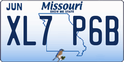 MO license plate XL7P6B