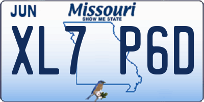 MO license plate XL7P6D