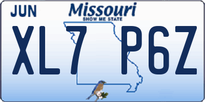 MO license plate XL7P6Z